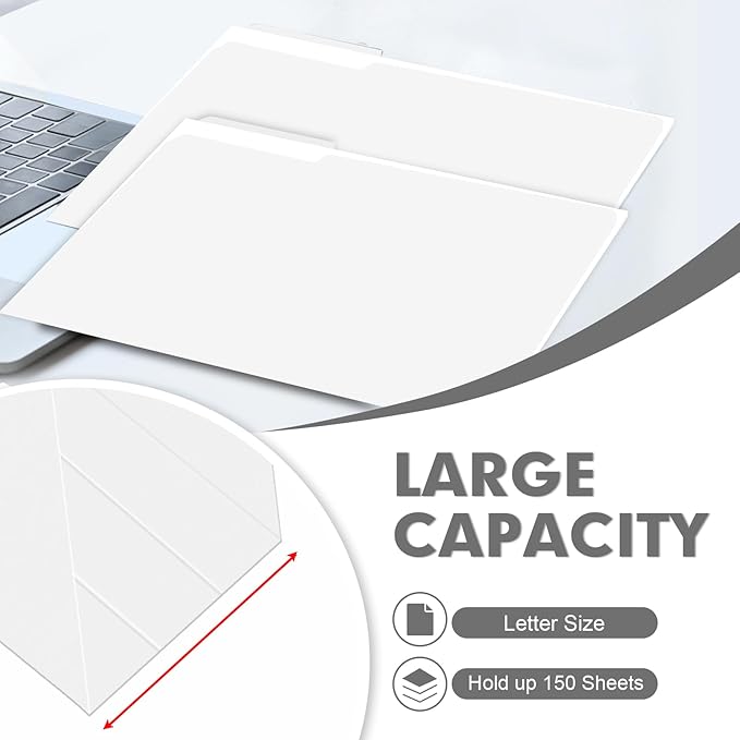 File Folder, PANDRI 120 Pack File Folder, 1/3 Cut Tab, Letter Size, Filing - Image 5