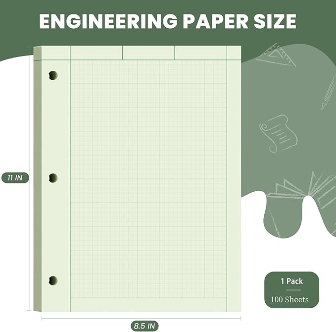 Engineering Paper 8.5 x 11, 100 Sheets Top Glue Binding Engineering Notebook - Image 2