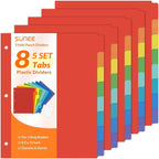 SUNEE 8 Tab Binder Dividers, Plastic Dividers by SUNEE