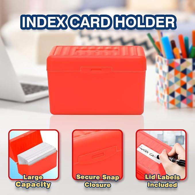 H4D 3x5 Index Card Holder with 100 Heavyweight Ruled Index Cards and 25 Plastic - Image 3