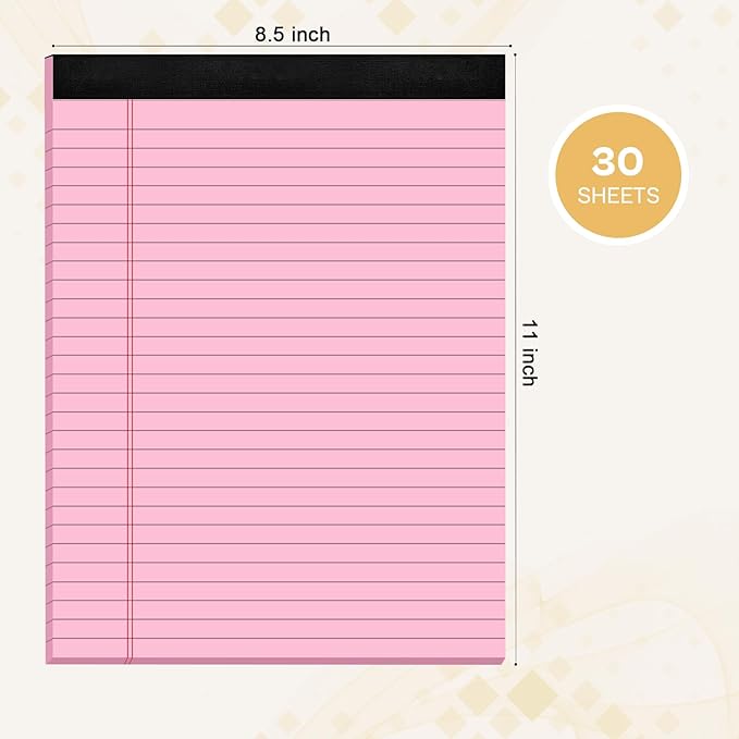 360 Sheets Pink Legal Pads 8.5" x 11" Pack of 12 Note Pads Wide Ruled Lined - Image 2