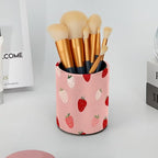 Leather Pen Holder for Desk Strawberries Pencil Cup Desktop Organizer Makeup - Image 6