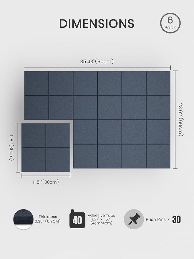 Bumusty Large Cork Board Alternative-36 x24 Felt Bulletin Board Tiles, - Image 2