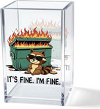 Vgrti It's Fine I'm Fine Acrylic Cosmetic Pencil Pen Holder Cup, Funny Raccoon by Unknown