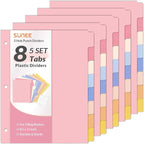 SUNEE 8 Tab Binder Dividers, Plastic Dividers by SUNEE