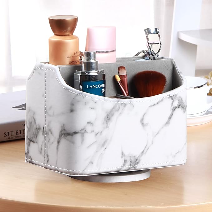 PUSU Leather 360°Rotatable Remote Control Holder, Nightstand TV Remote Caddy - Image 3