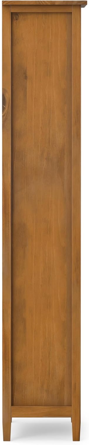 SIMPLIHOME Warm Shaker 72" Tall Solid Wood 5-Shelf Bookcase in Brown