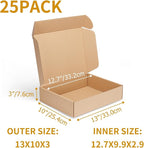 PHAREGE 13x10x3 inch Shipping Boxes Bulk 25 Pack Brown, Tab Lock Tuck Top - Image 2