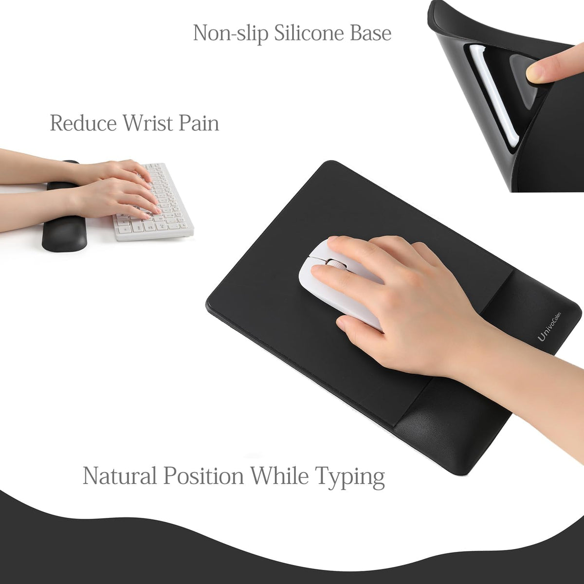 UnivoColors Design-Wave Set of Keyboad Wrist Rest & Mouce Pad,Artificial ...