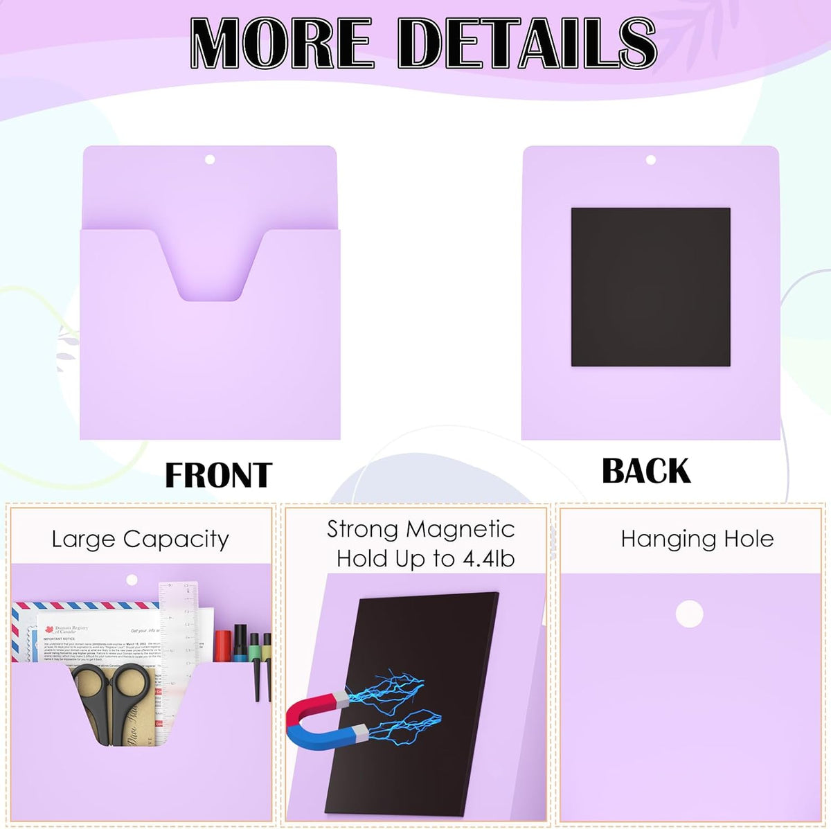 MFTEK Magnetic File Holder 6 Pockets Paper Holder, Hanging File Organizer Off...