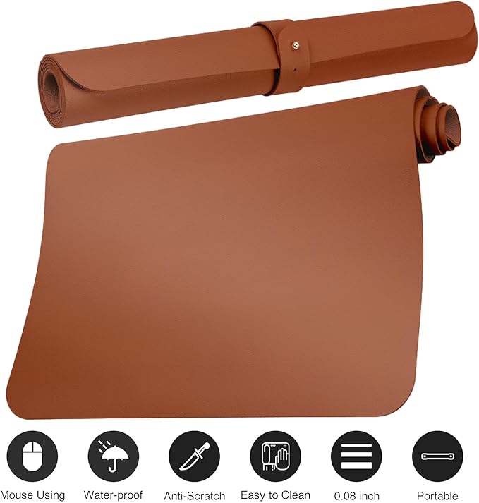 Boutilon Leather Desk Pad Protector, Non-Slip Mouse Pad, Laptop Desk Pad - Image 3