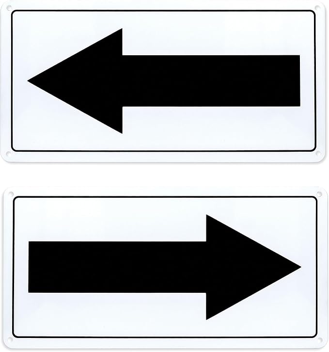 Black Arrow Sign Aluminum 10 x 5 Inch Heavy Duty Metal Waterproof Reflective by EVQ
