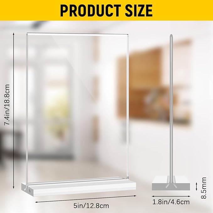 Dynta 14 Pack Acrylic Sign Holder 5x7 Inches Clear Double Sided Picture Frame - Image 3