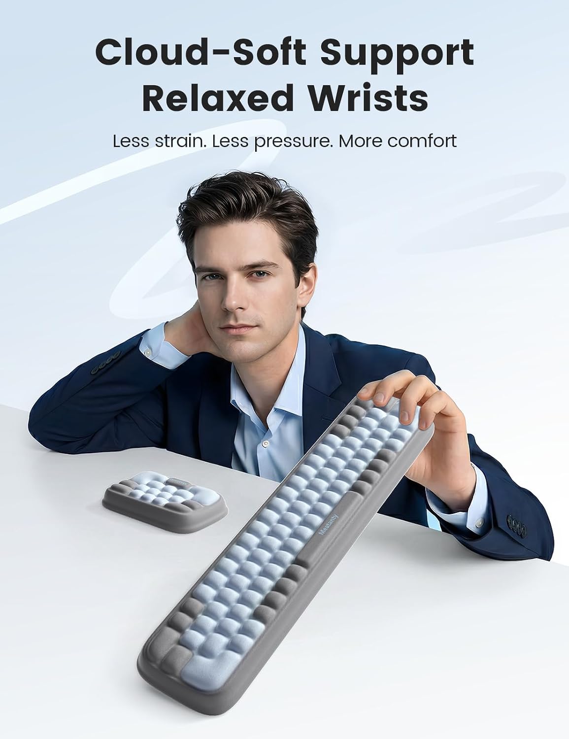 Meatanty Keyboard and Mouse Wrist Rest Set, Ergonomic Computer Wrist Pad, Memory Foam Wrist Support for Desk, Hand Typing Palm Mouse Rest Office Gaming Accessories, Carpal Tunnel Pain Relief Cushion