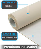 Leather Desk Pad Protector, Office Desk Mat, Large Mouse Pad, Non-Slip Desk - Image 2