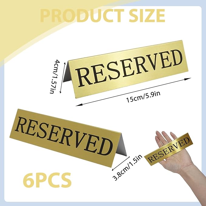 6PCS Reserved Table Signs Set, Reserved Seating Signs - Image 2