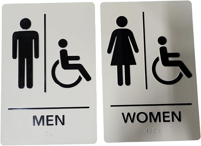 USA Made - Men's and Women's Restroom Signs ADA-Compliant Bathroom Door Signs by RockRidge