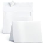 White Shimmer 5x7 Blank Cards and Envelopes, Goefun Pearl White Folded by Goefun