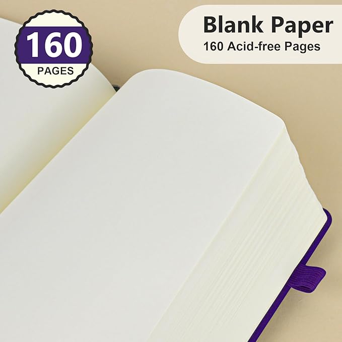 PERCUN Blank Journal Ntebook for Men & Women, 160 Pages Blank Journals for - Image 4