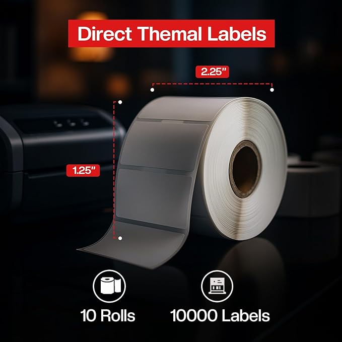 Direct Thermal Labels Roll 2-1/4" x 1-1/4", 10 Rolls, Compatible - Image 3