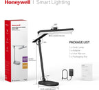 honeywell hwt-h4 led desk lamp, eye-caring, dimmable, auto, front angle view