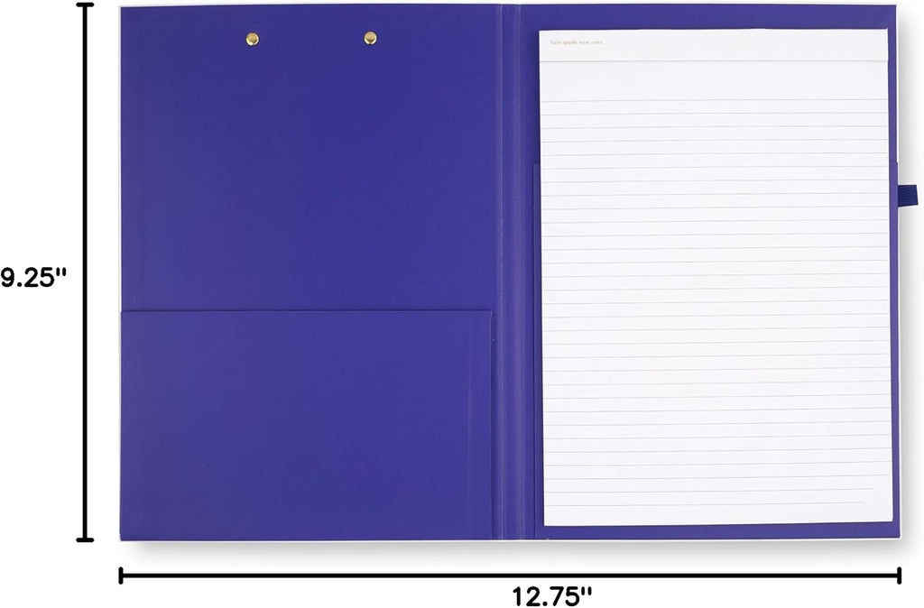 kate spade new york Clipboard Folio, Charmed Library | Bookish Professional Padfolio with Clip Front, Pocket, Lined Notepad, and Pen Loop for Nurses, Teachers, & Work