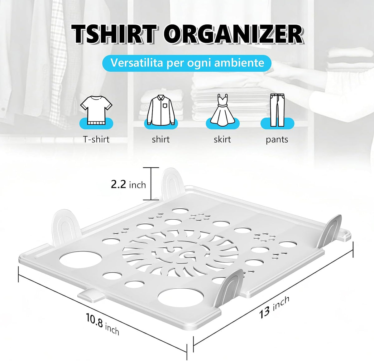 Accenter 10Pcs Stackable Closet Organizer & Shirt Folding Board Bundle