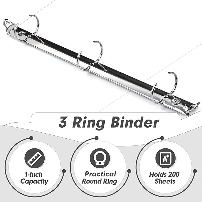 3 Ring Binder 1 Inch, PANDRI 6 Pack 1-Inch Binder Fits Letter Size 8.5'' x 11'' - Image 4