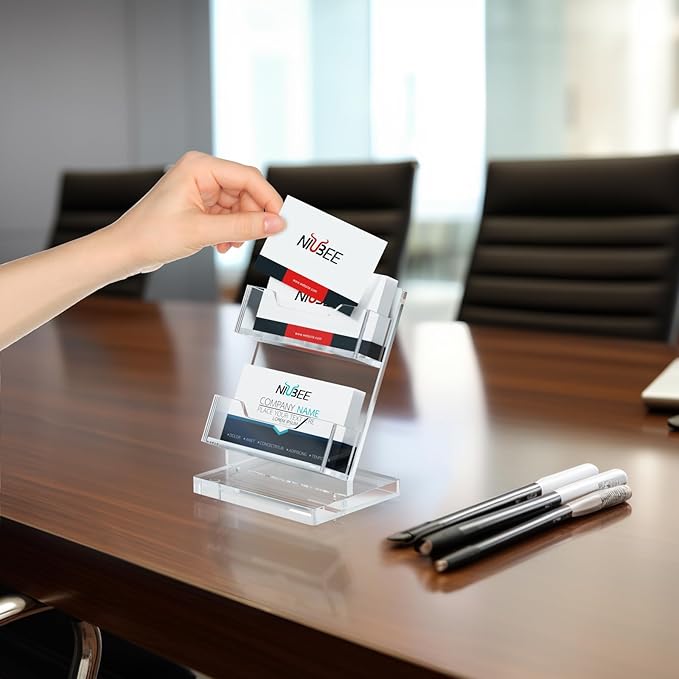 NIUBEE Acrylic Business Card Holder 2 Slots - Image 7