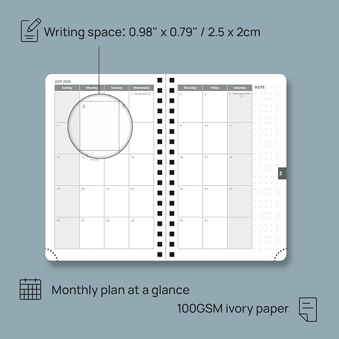 POPRUN Pocket 2026 Planner Weekly and Monthly - Image 4