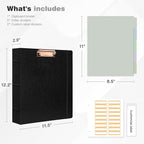 Ospelelf 3 Ring Binder with Clipboard 2 Inch Leather Binder - Image 3