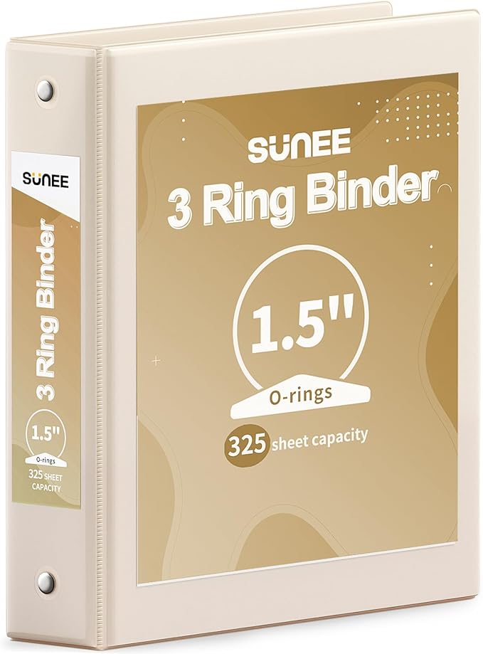SUNEE 3 Ring Binder 1.5 Inch 1 Pack by SUNEE