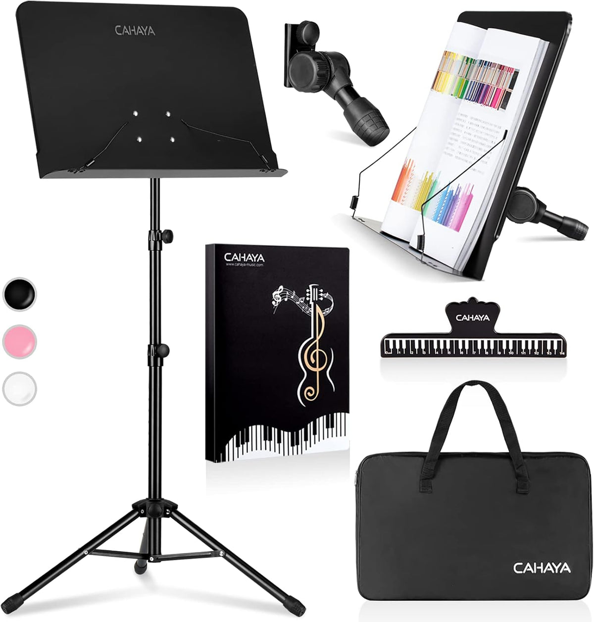 CAHAYA Sheet Music Stand Dual-use Convert to Desktop Stand Adjustable Black