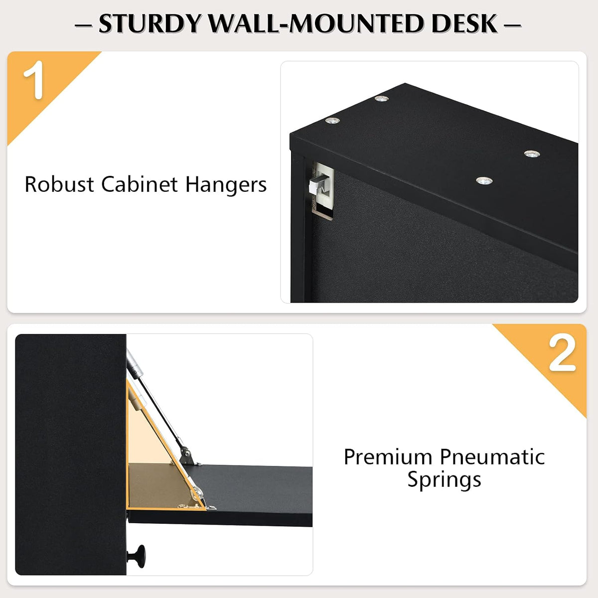 COSTWAY Wall-Mounted Computer Desk, Floating Desk with Storage Drawer & S...