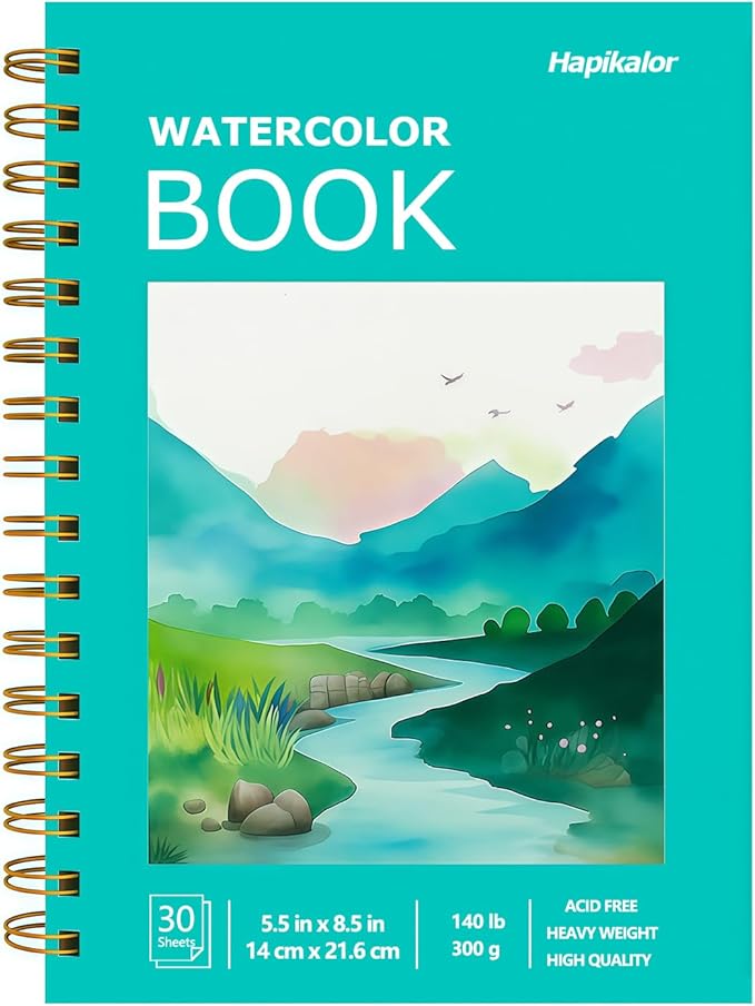 Watercolor Paper Pad, 5.5"x8.5" Water Color Paper, 140lb/300gsm Artist Painting by Hapikalor