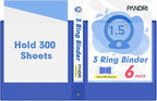 3 Ring Binder 1.5 Inch, PANDRI 6 Pack 1.5-Inch Binder Fits Letter Size 8.5'' x - Image 5