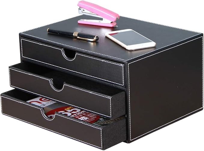 RHCSZ High-end PU Leather Desk Organizer File Cabinet Executive Office Supplies by RHCSZ