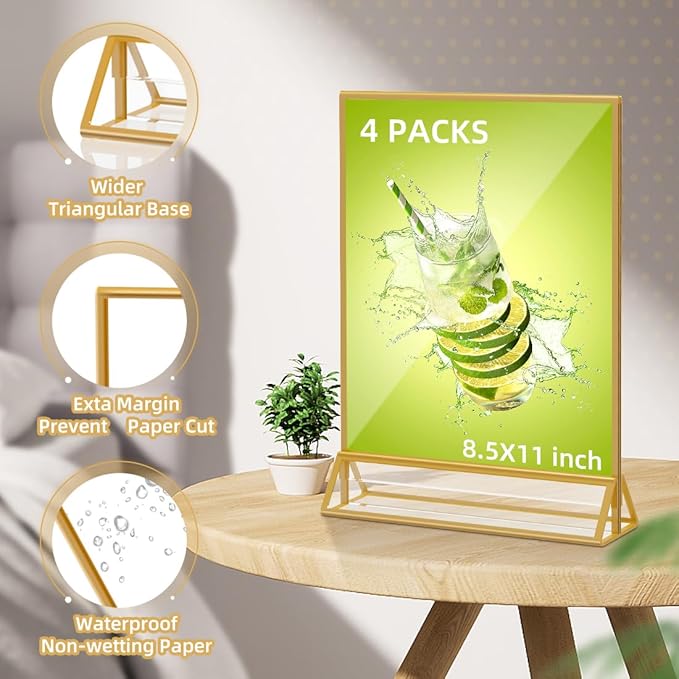 PPH-Sisy Acrylic Sign Holder 8.5 x 11, Double Sided Clear Display Stand - Image 3