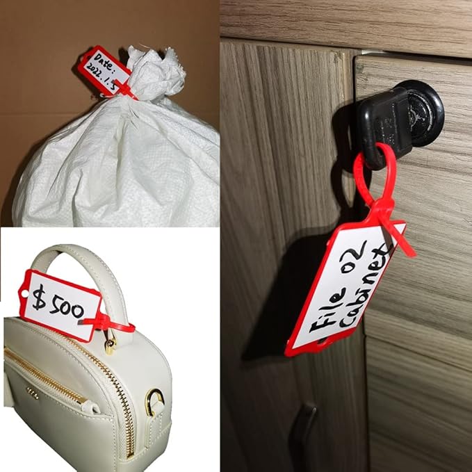 100pcs Reusable Blank Plastic Tags Ties Key Tags 1.45"*2.48" Serrated Tension - Image 8