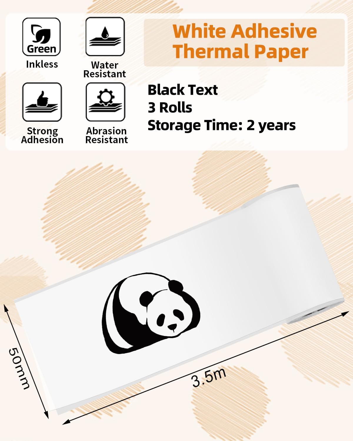 Phomemo 50mm T02 M02 White Thermal Sticker Paper, 3Rolls | Labels Sticker Paper Receipt Printer Paper, For T02 M02 M02X S002 AHM2 X6 D21 Mini Sticker Printer