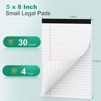 Roneky Legal Pads 5x8 Inch, 4 Pack, Narrow Ruled, 5x8 White Legal Pad, Mini - Image 2