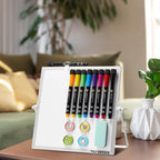 Small Magnetic Dry-Erase White Board – 10 x 10 Inches Mini Easel Whiteboard 360 - Image 8