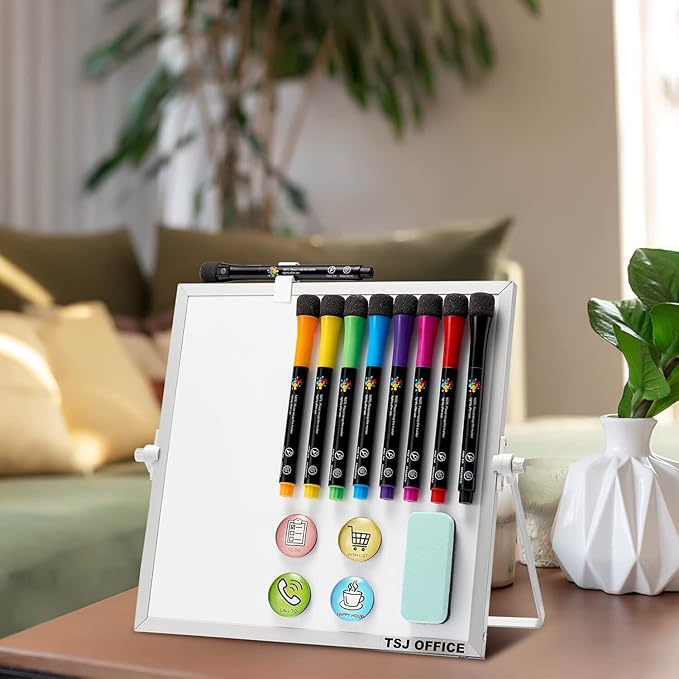Small Magnetic Dry-Erase White Board – 10 x 10 Inches Mini Easel Whiteboard 360 - Image 8