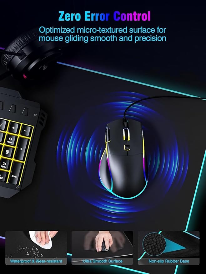 Mouse Pad with Magnetic Wireless Charging, Large Desk Pad Protector, RGB Black - Image 6