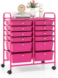 LDAILY 12 Drawer Rolling Storage Cart, Craft Cart Organizer on Wheels w/Metal by LDAILY