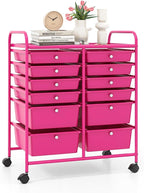 LDAILY 12 Drawer Rolling Storage Cart, Craft Cart Organizer on Wheels w/Metal by LDAILY