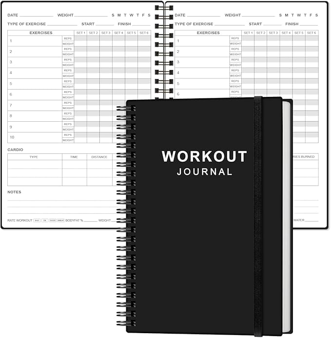 Fitness Journal for Women & Men, A5 Workout Journal/Planner Daily Exercise Log by Heveboik