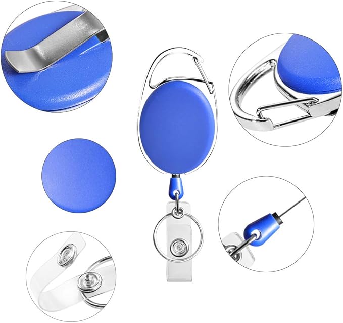 Retractable Badge Holder with Carabiner Reel Clip and Key Ring - Image 8
