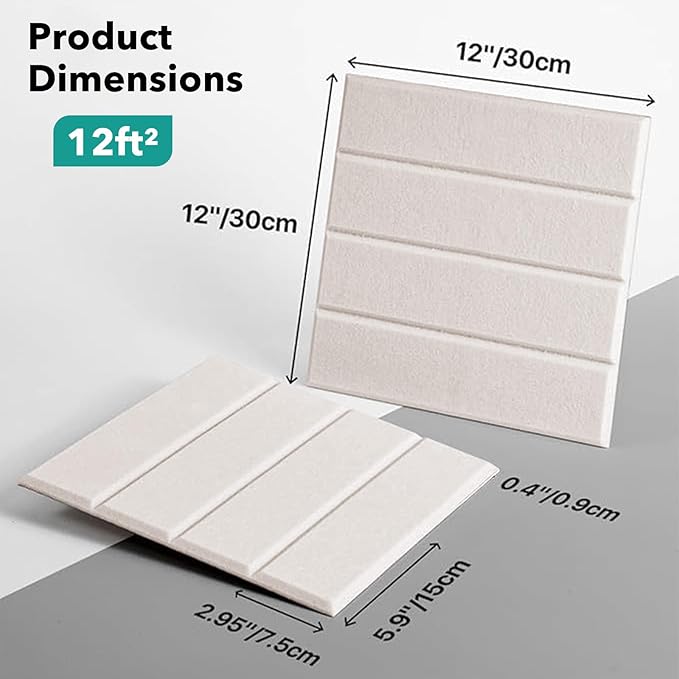 Lunarthos Felt Wall Tiles, 12 Pack 12"x12"x0.4" Cork Borad Tiles - Image 2