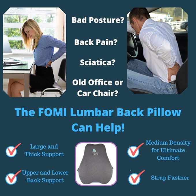FOMI Extra High Back Lumbar Support Pillow | Thick Thoracic Foam Pad - Image 3